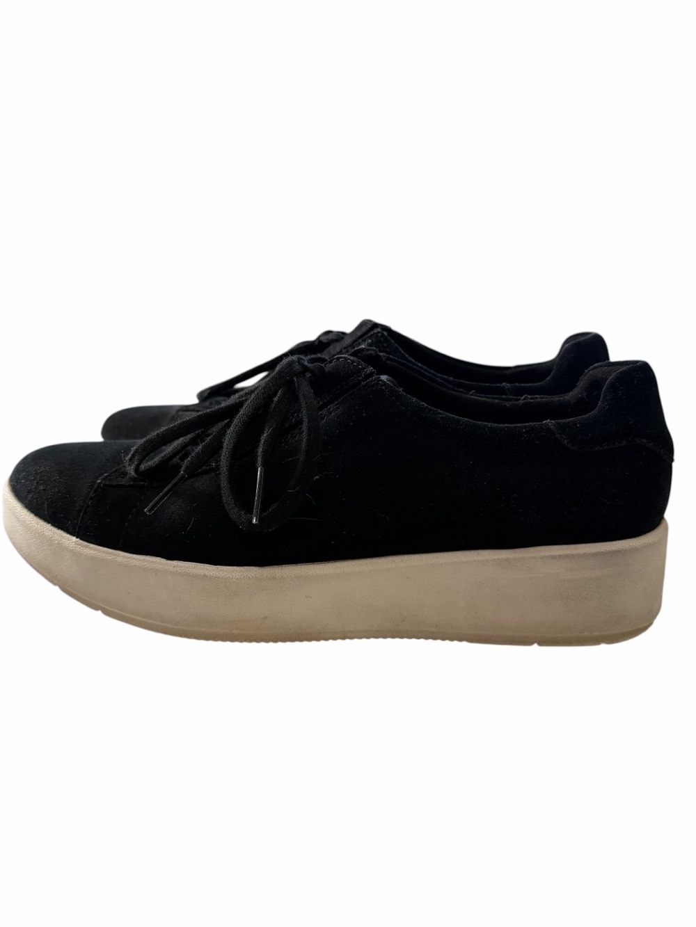 Clarks Women's‎ 9.5 Black Suede Layton Lace Wedge Sneaker S2